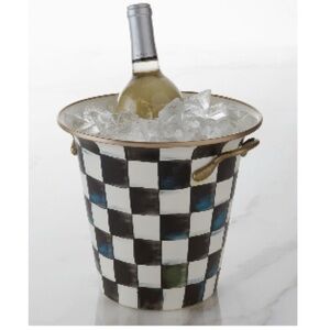 Mackenzie Childs Wine Cooler Enameled Steel Antiqued Brass Handles 8”Tall